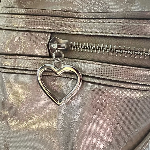 Coach Poppy Metallic Gold Champagne Large Leather Tote Bag - Picture 5 of 13